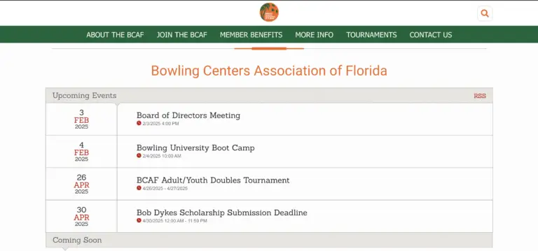 Bowling Centers Association of Florida website